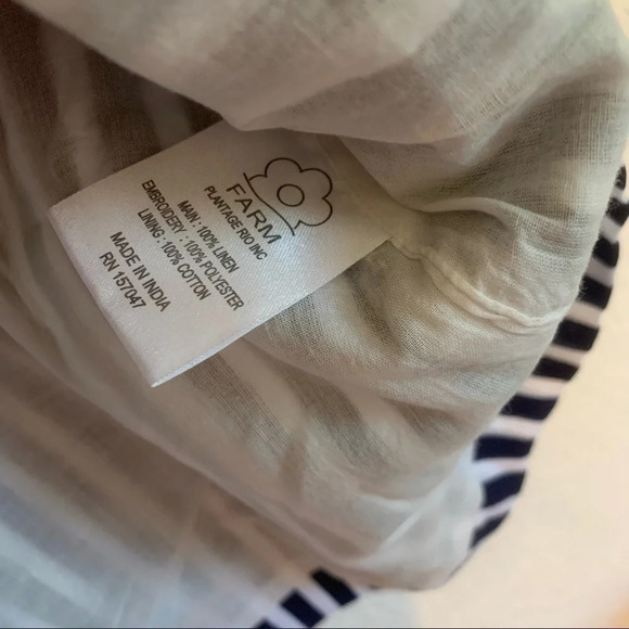 FARM Rio Striped Mini Dress Embroidered Birds Toucan Linen Cover Up XS - Picture 7 of 7